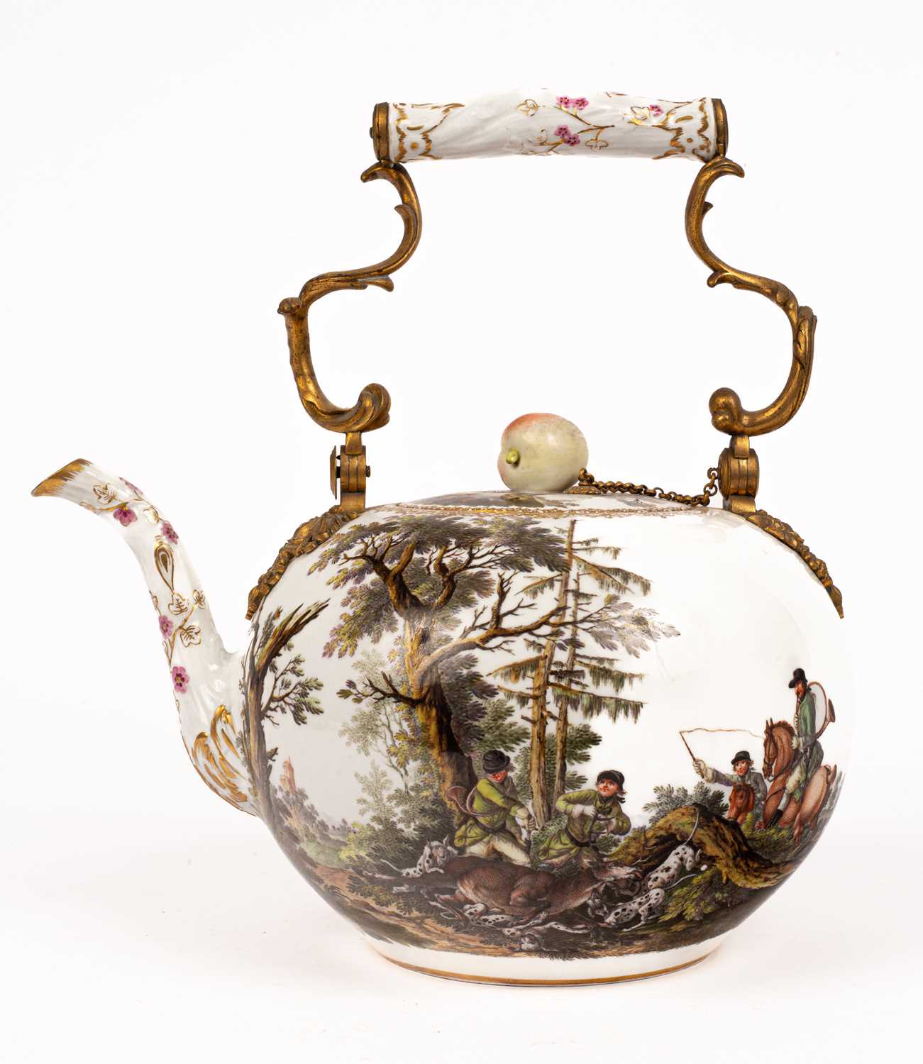 Lot 222 - A Meissen globular kettle